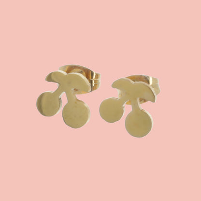 Tiny Cherry Stud Earrings (Gold Plated)