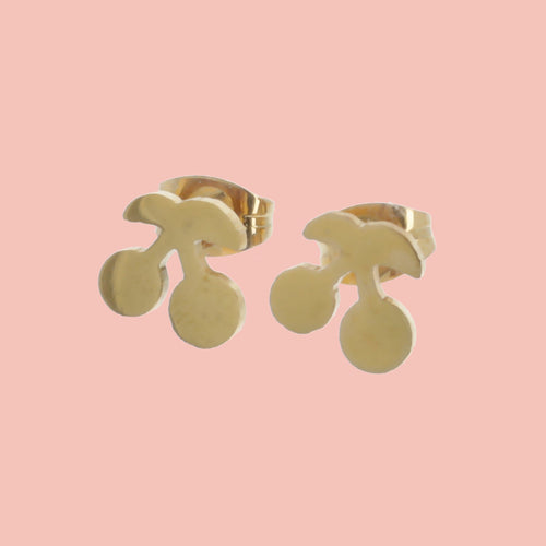 Tiny Cherry Stud Earrings (Gold Plated)