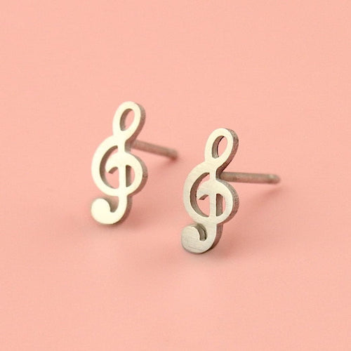 Treble Clef Stud Earrings
