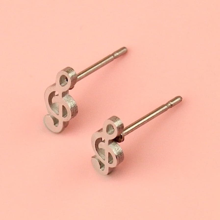 Treble Clef Stud Earrings