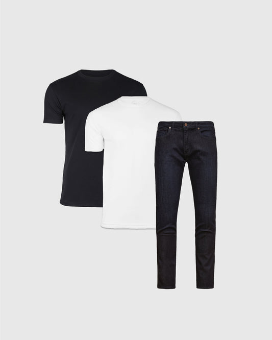 Trial Crew & Indigo Wash Straight Comfort Stretch Jeans 3-Pack