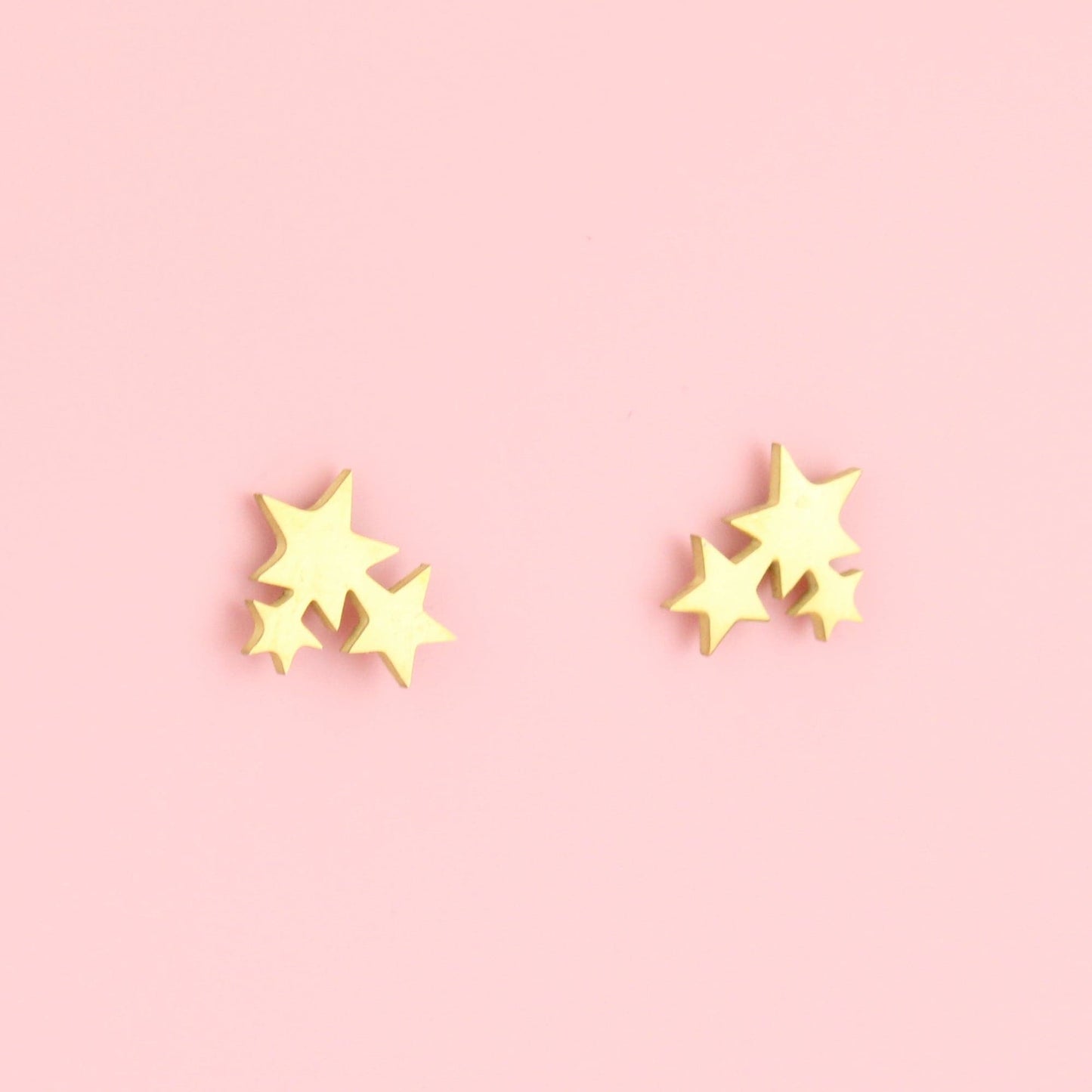 Triple Star Stud Earrings - Gold Plated