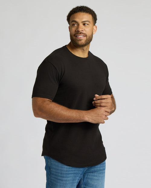 Black Tall Heavyweight Curved Hem Crew