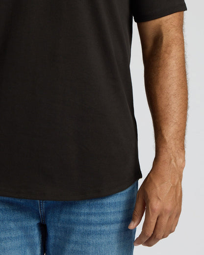 Black Tall Heavyweight Curved Hem Crew