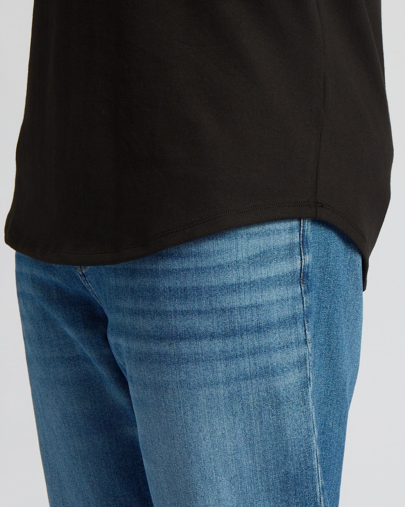 Black Tall Heavyweight Curved Hem Crew