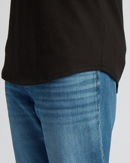 Black Tall Heavyweight Curved Hem Crew