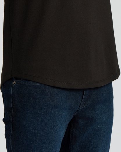 All Black Heavyweight Curved Hem Henley 3-Pack
