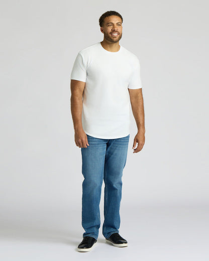 White Tall Heavyweight Curved Hem Crew