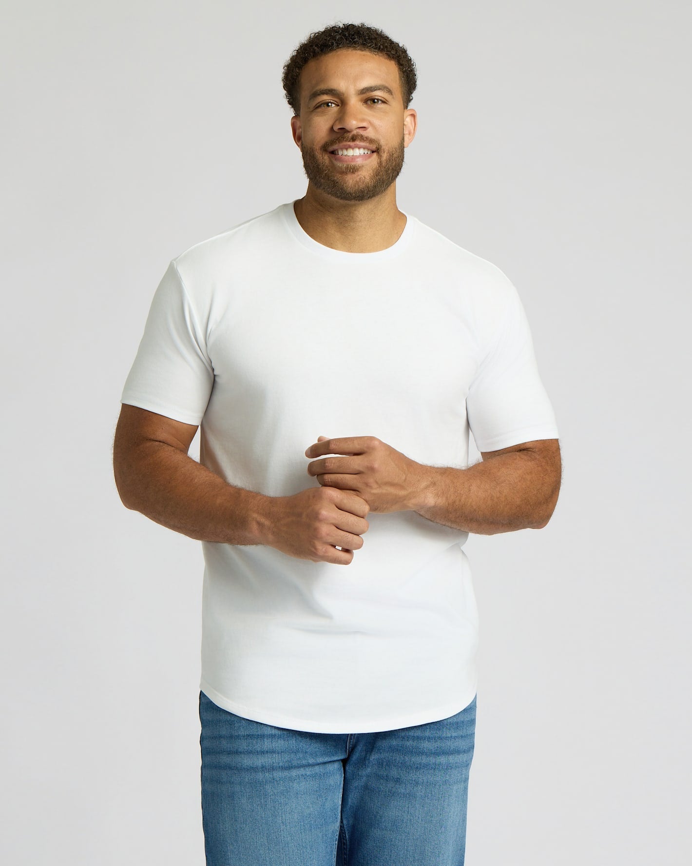 White Tall Heavyweight Curved Hem Crew