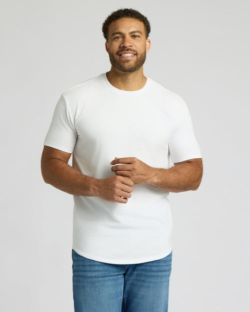 White Tall Heavyweight Curved Hem Crew