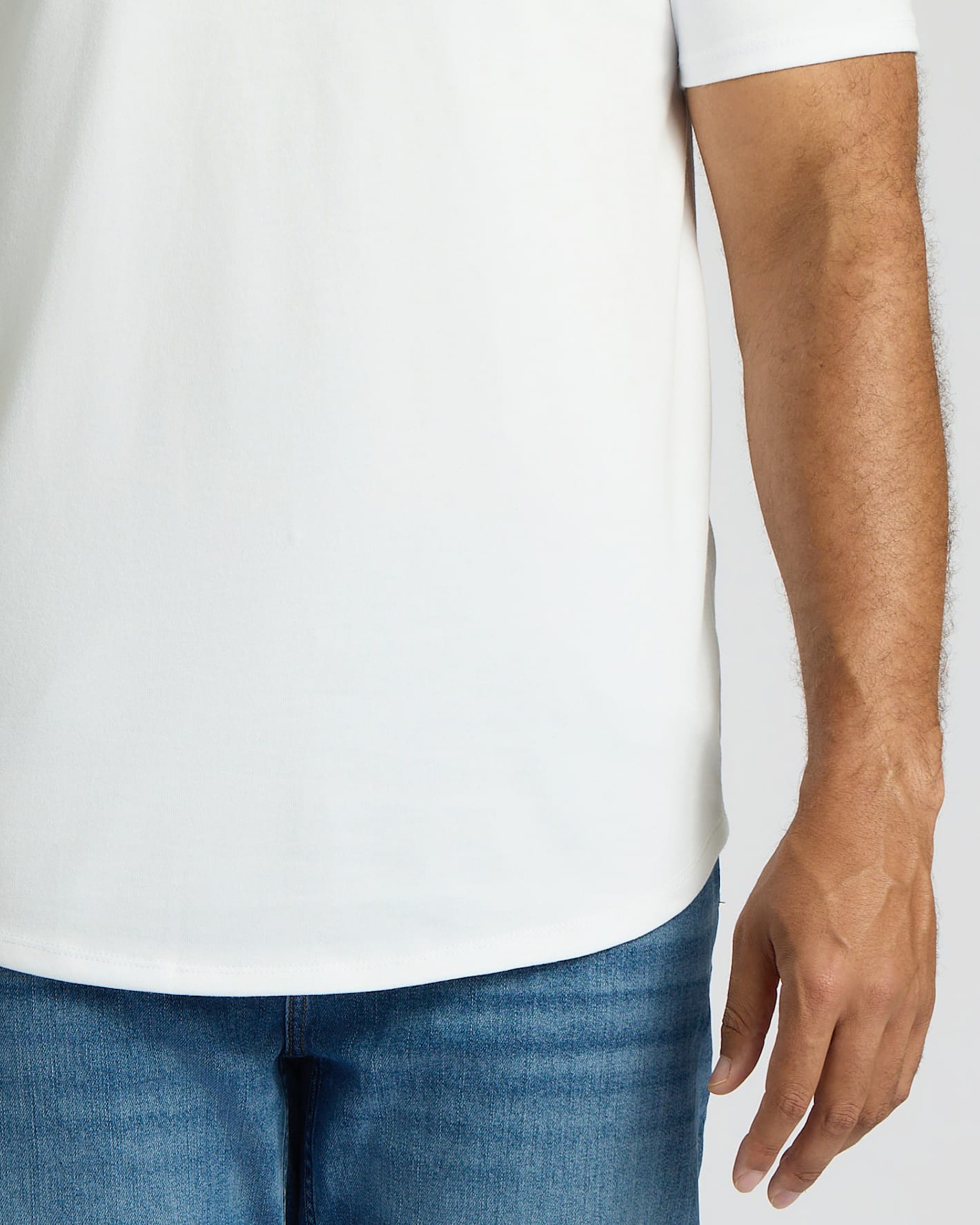 White Tall Heavyweight Curved Hem Crew