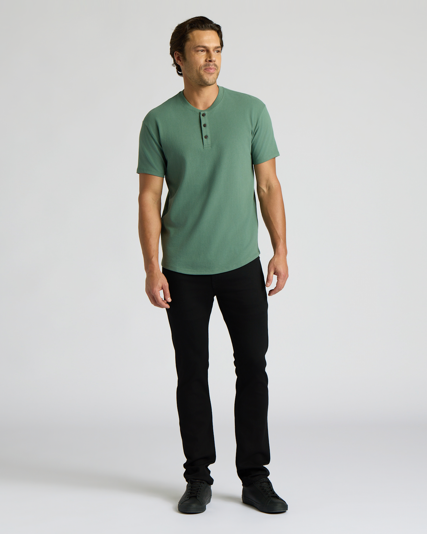 Heavyweight Curved Hem Henley 3-Pack