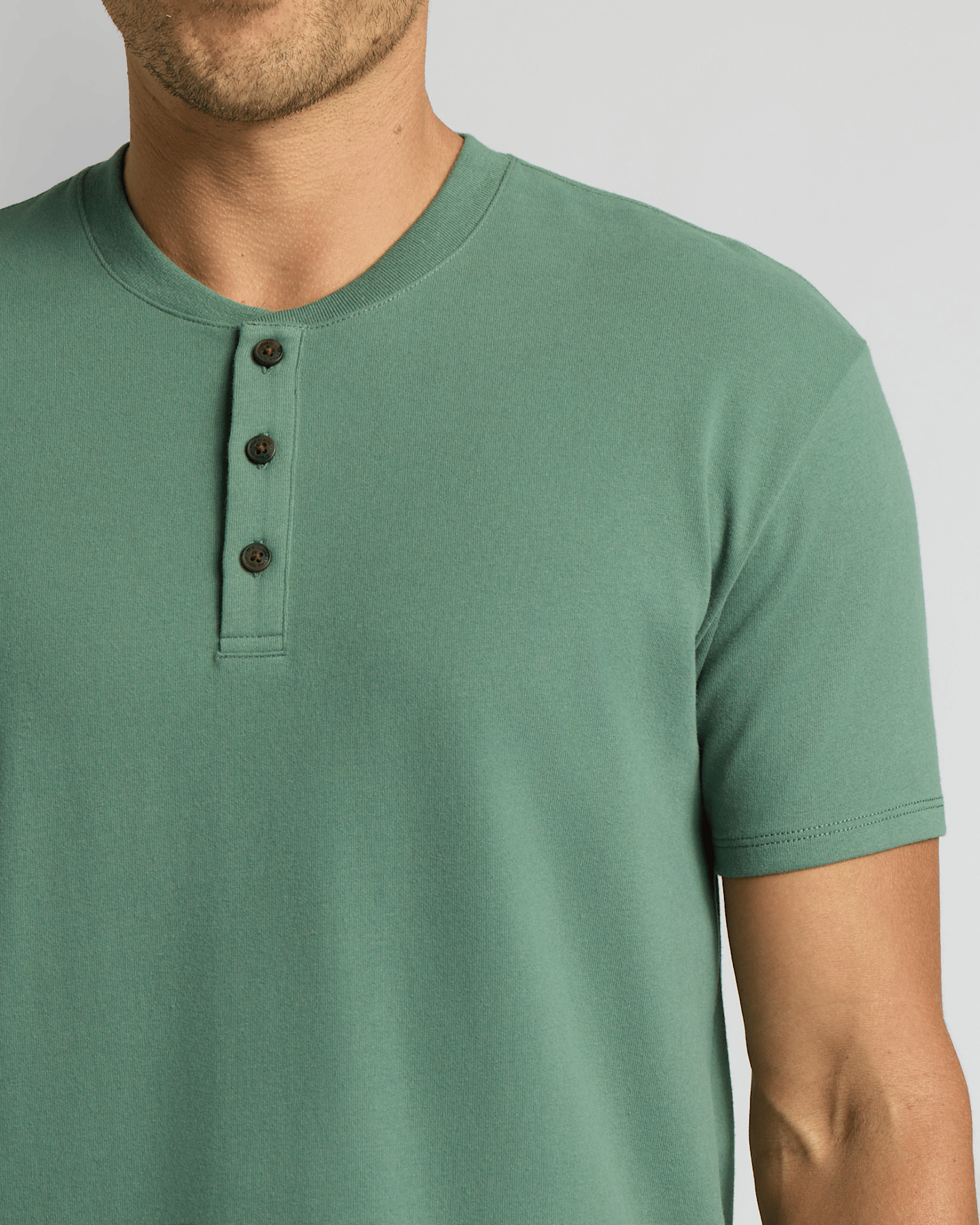 Neo Fern Heavyweight Curved Hem Henley