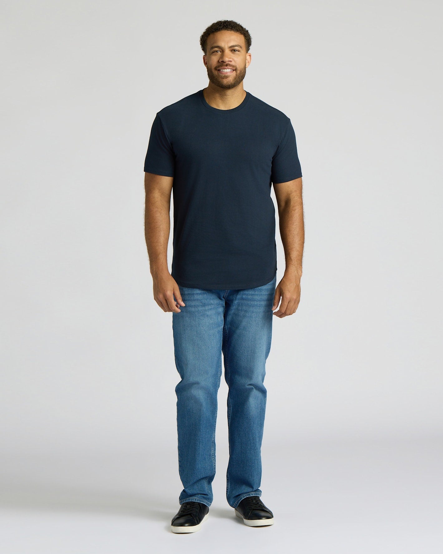 Navy Tall Heavyweight Curved Hem Crew