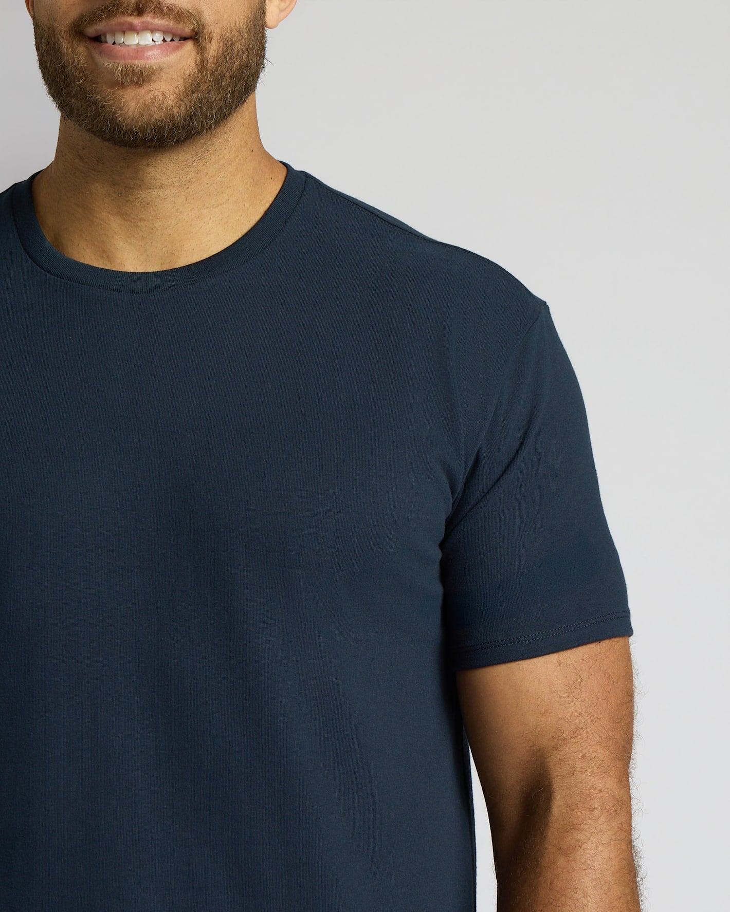 Navy Tall Heavyweight Curved Hem Crew