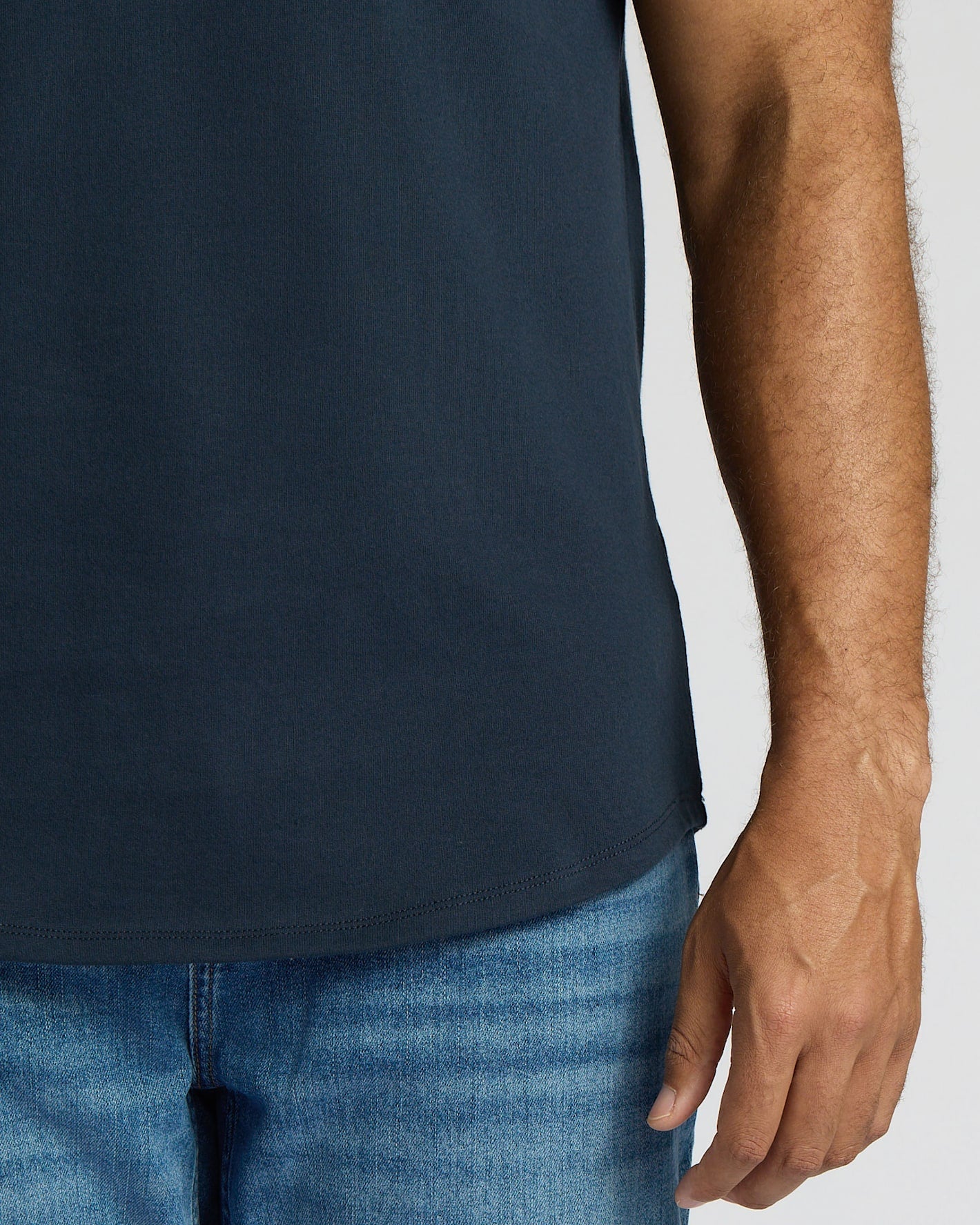 Navy Tall Heavyweight Curved Hem Crew