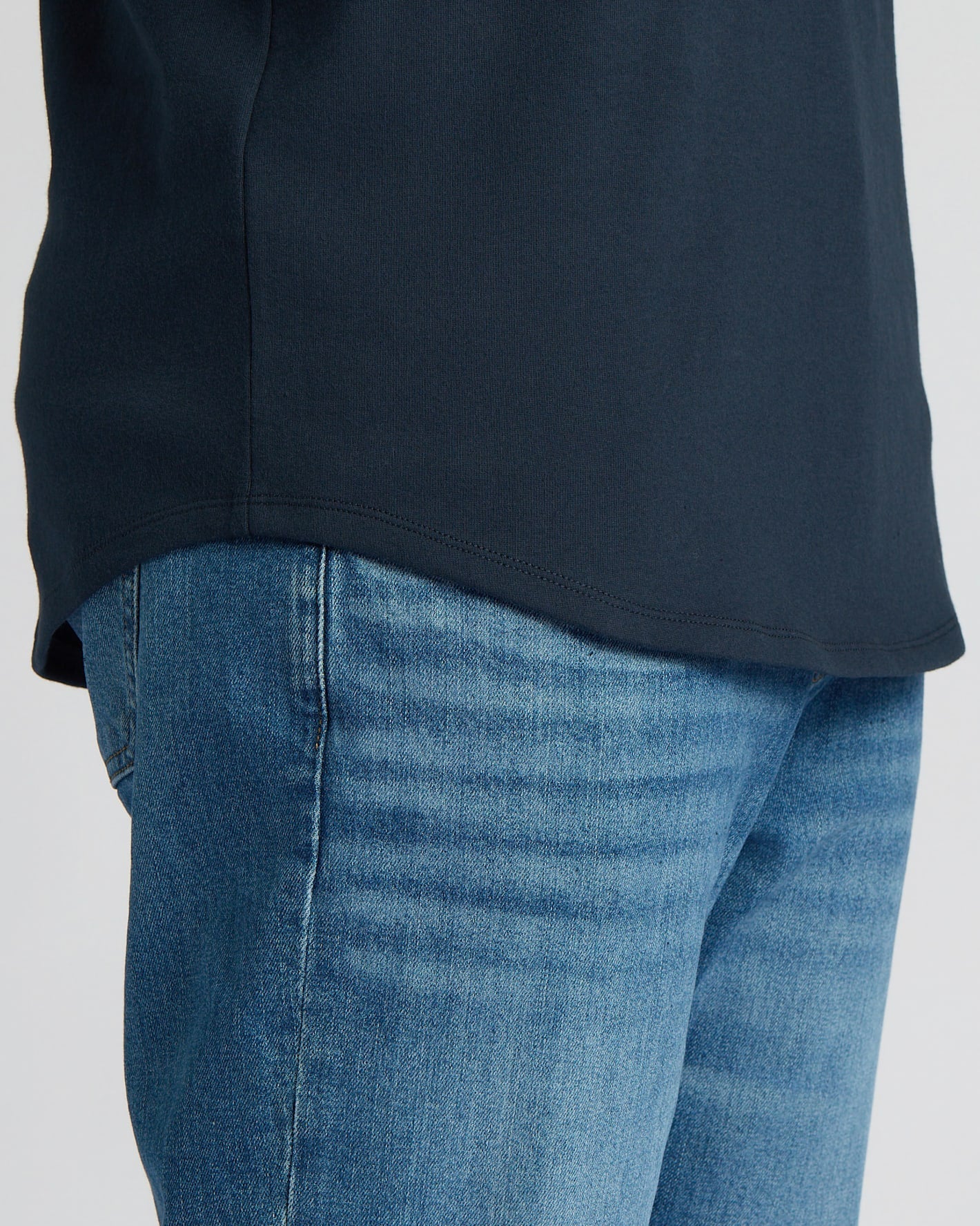 Navy Tall Heavyweight Curved Hem Crew