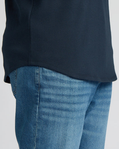 Navy Tall Heavyweight Curved Hem Crew