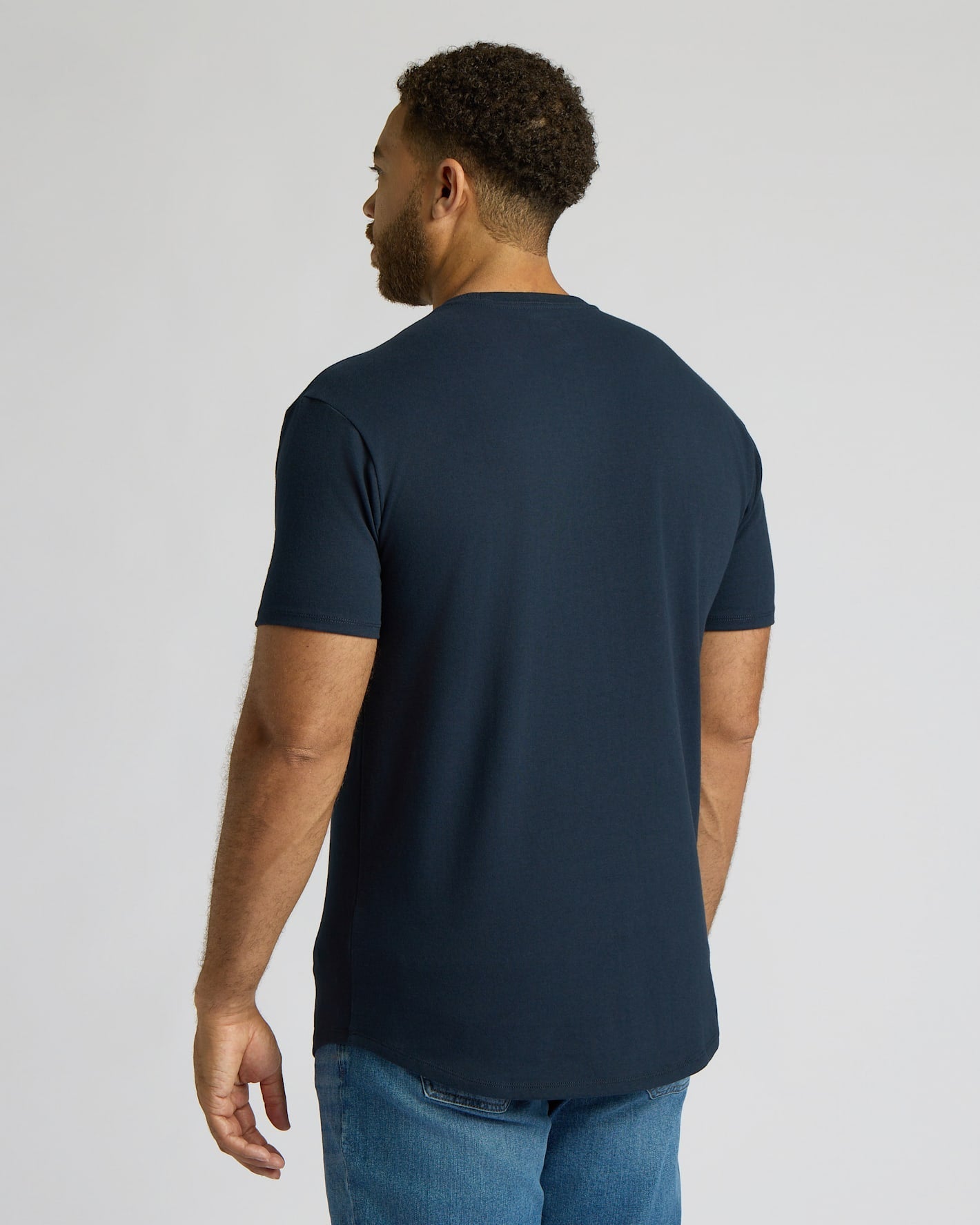 Navy Tall Heavyweight Curved Hem Crew