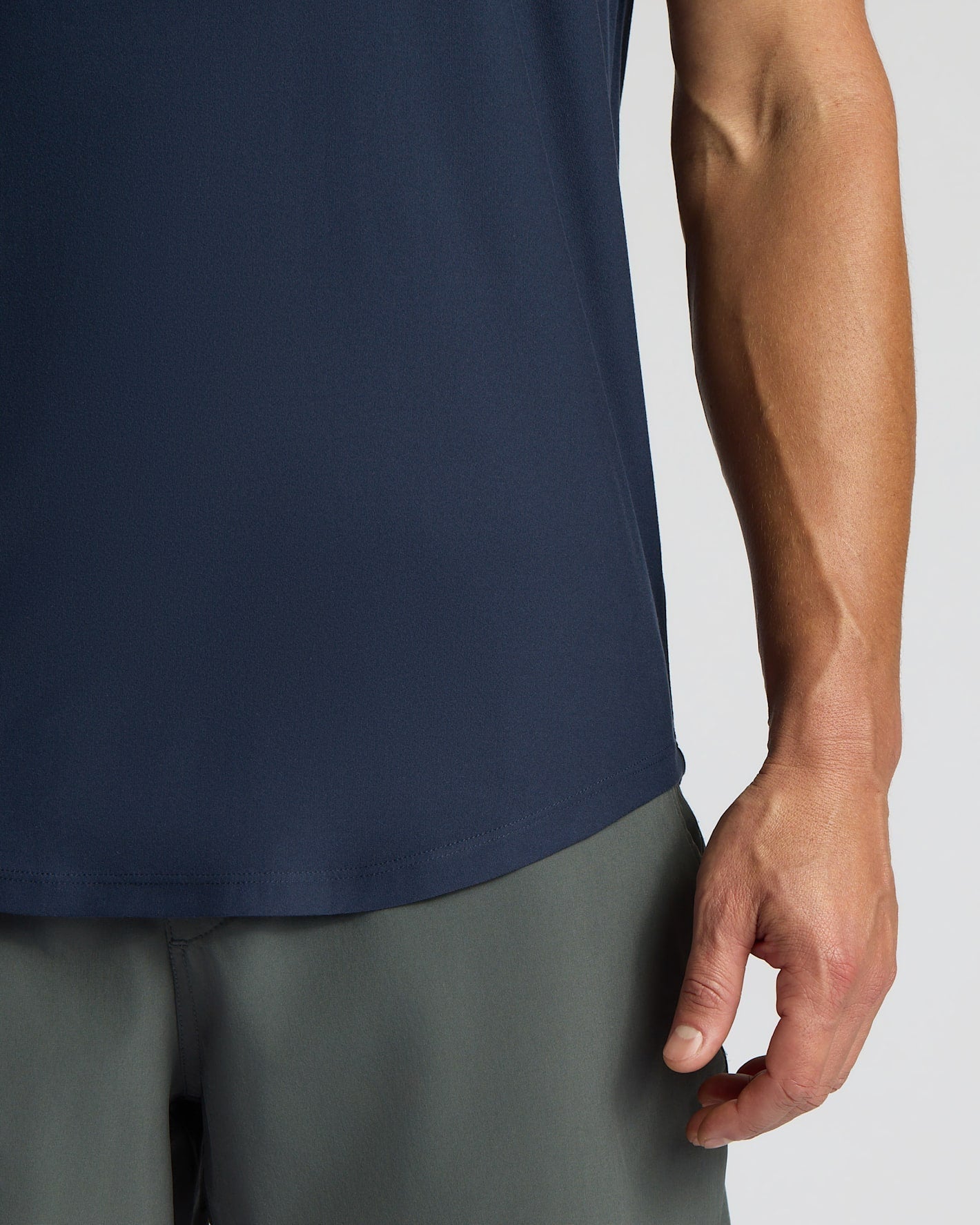 Navy Active Curved Hem Crew