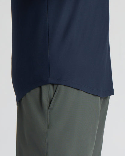 Navy Active Curved Hem Crew