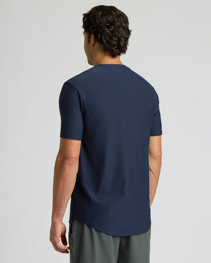 Navy Active Curved Hem Crew