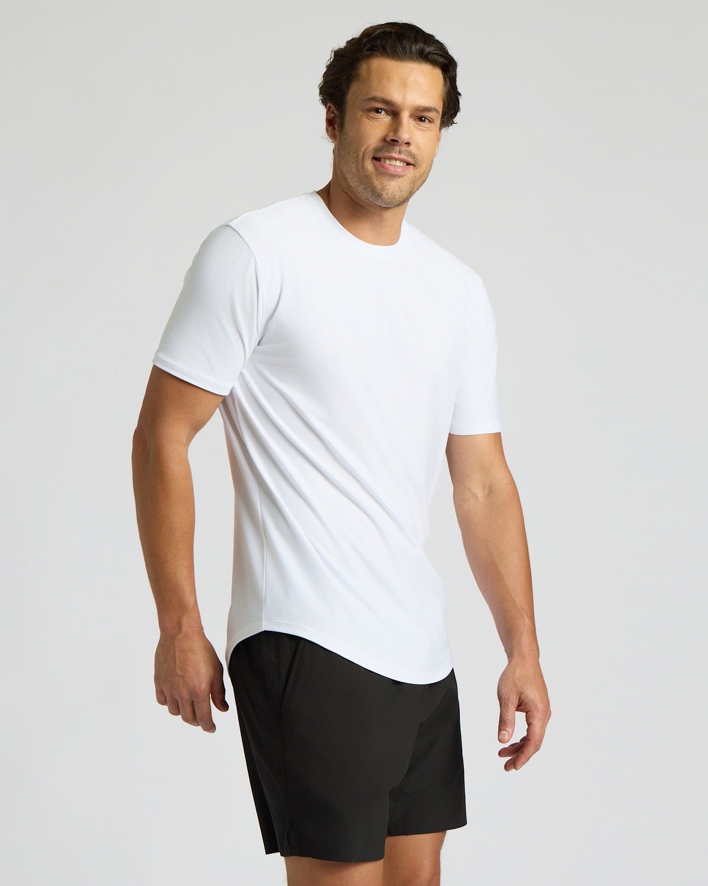 All White Active Curved Hem Crew 3-Pack