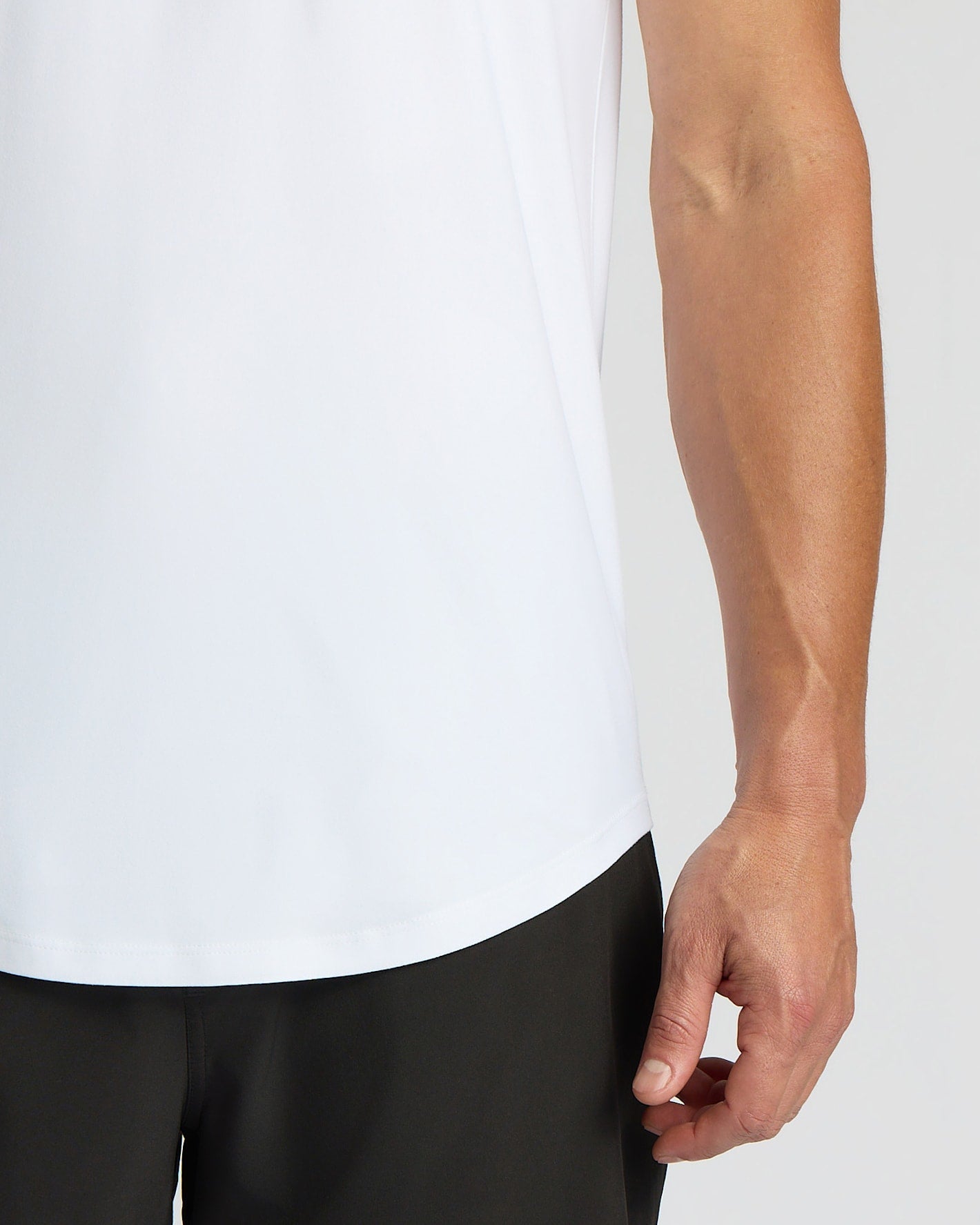 White Active Curved Hem Crew