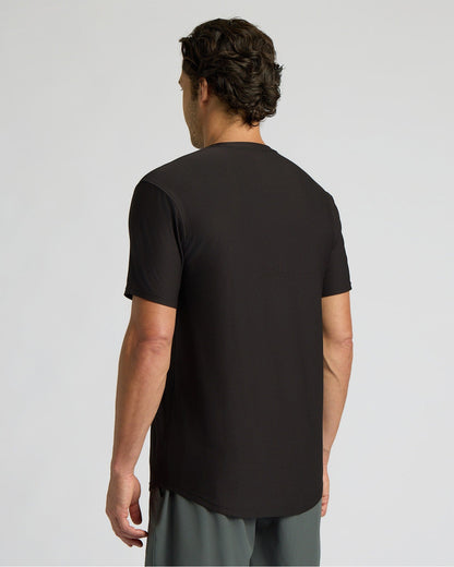 Black Active Curved Hem Crew
