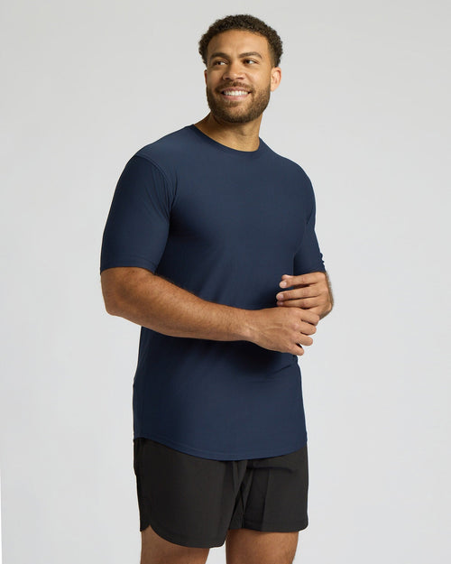 Navy Tall Active Curved Hem Crew