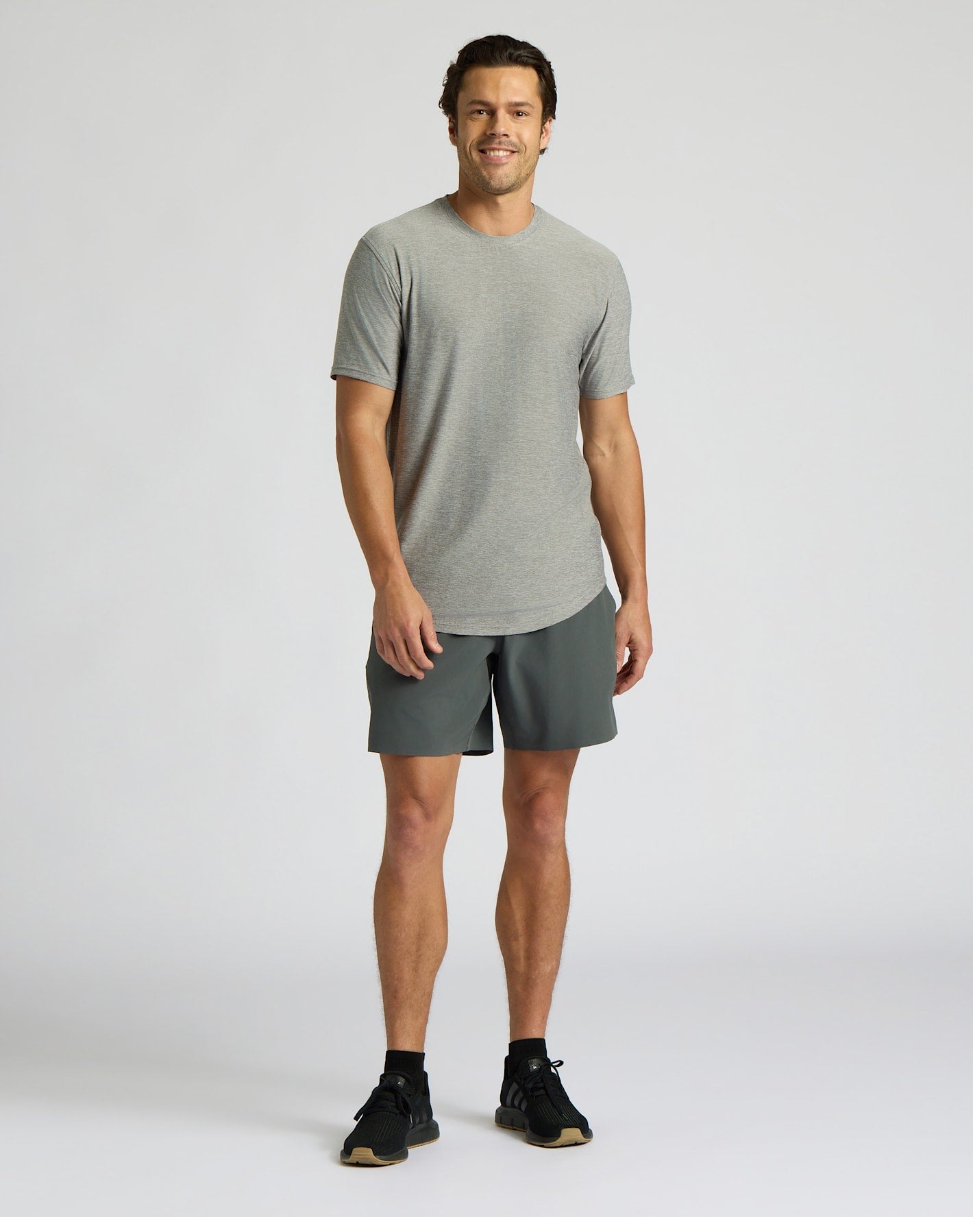 Heather Gray Active Curved Hem Crew