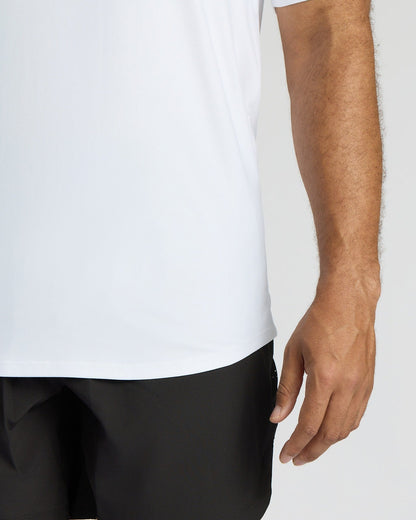 White Tall Active Curved Hem Crew