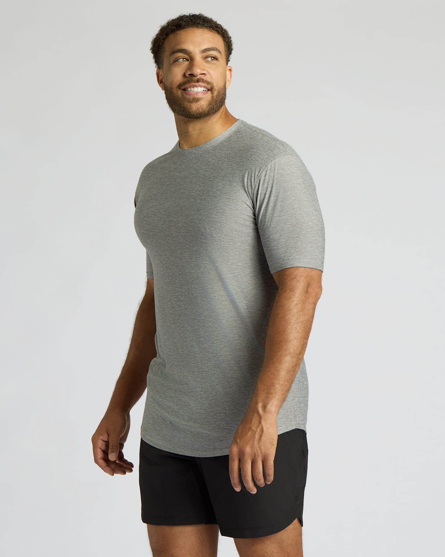 Heather Gray Tall Active Curved Hem Crew