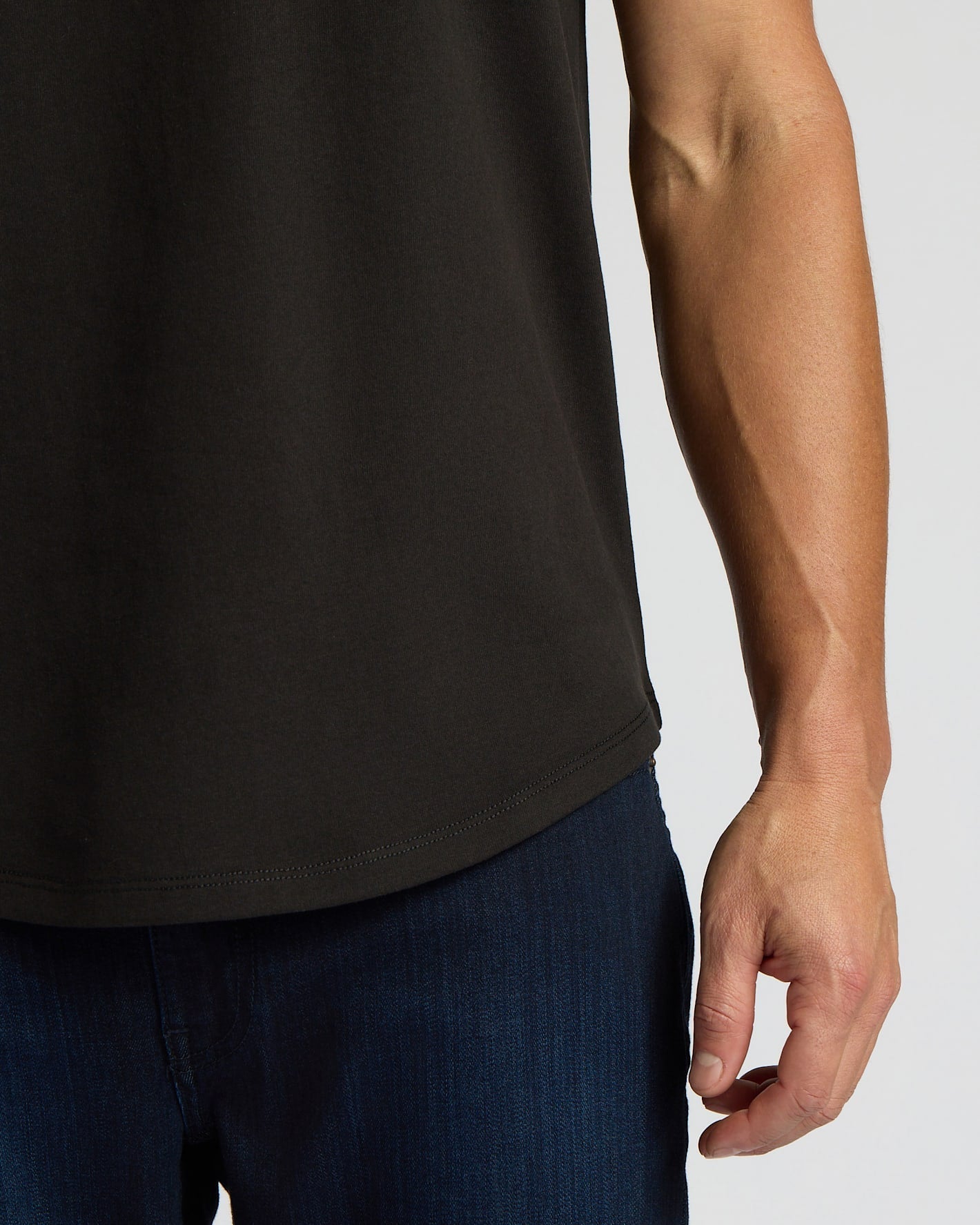 Black Heavyweight Curved Hem Crew