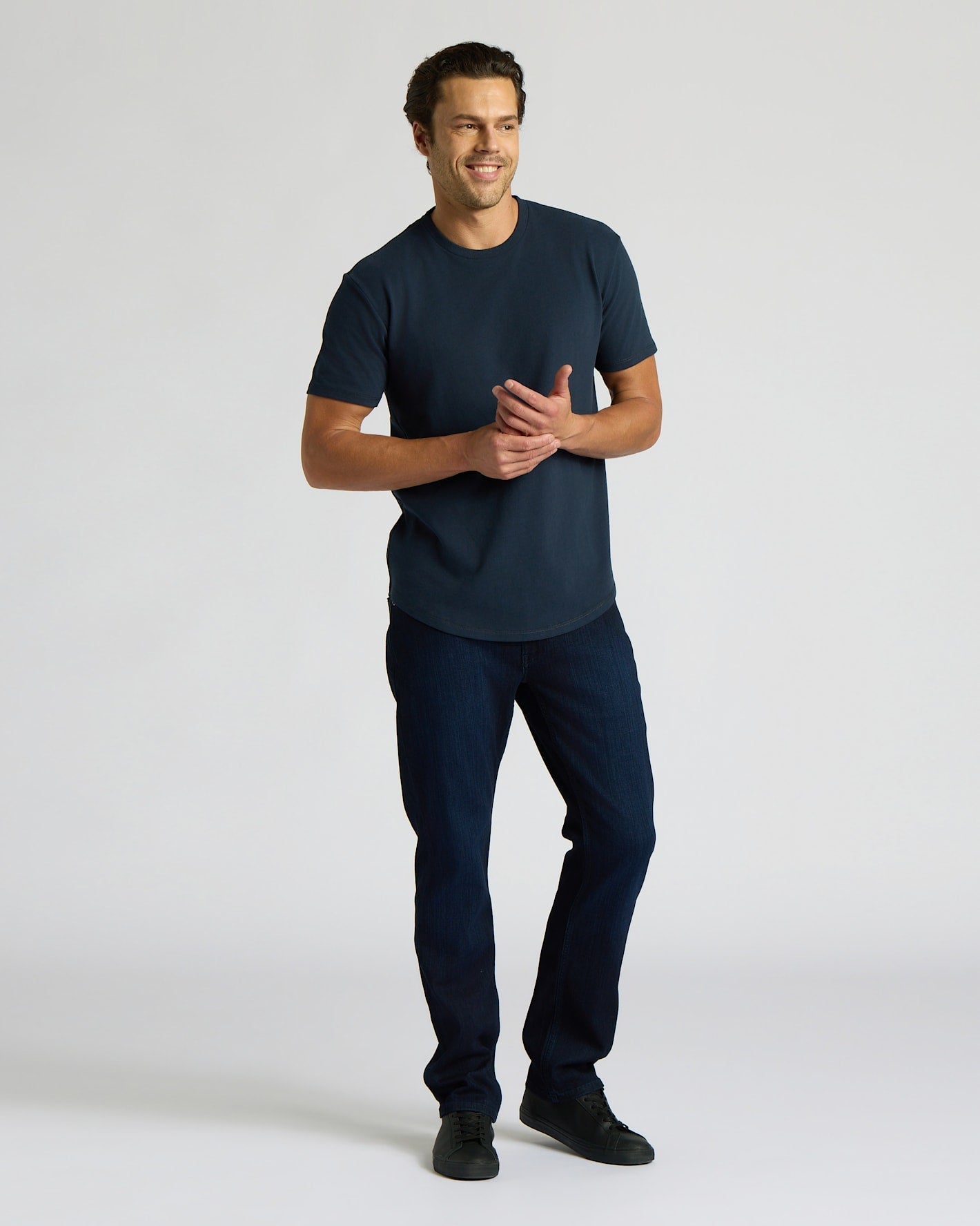 Navy Heavyweight Curved Hem Crew