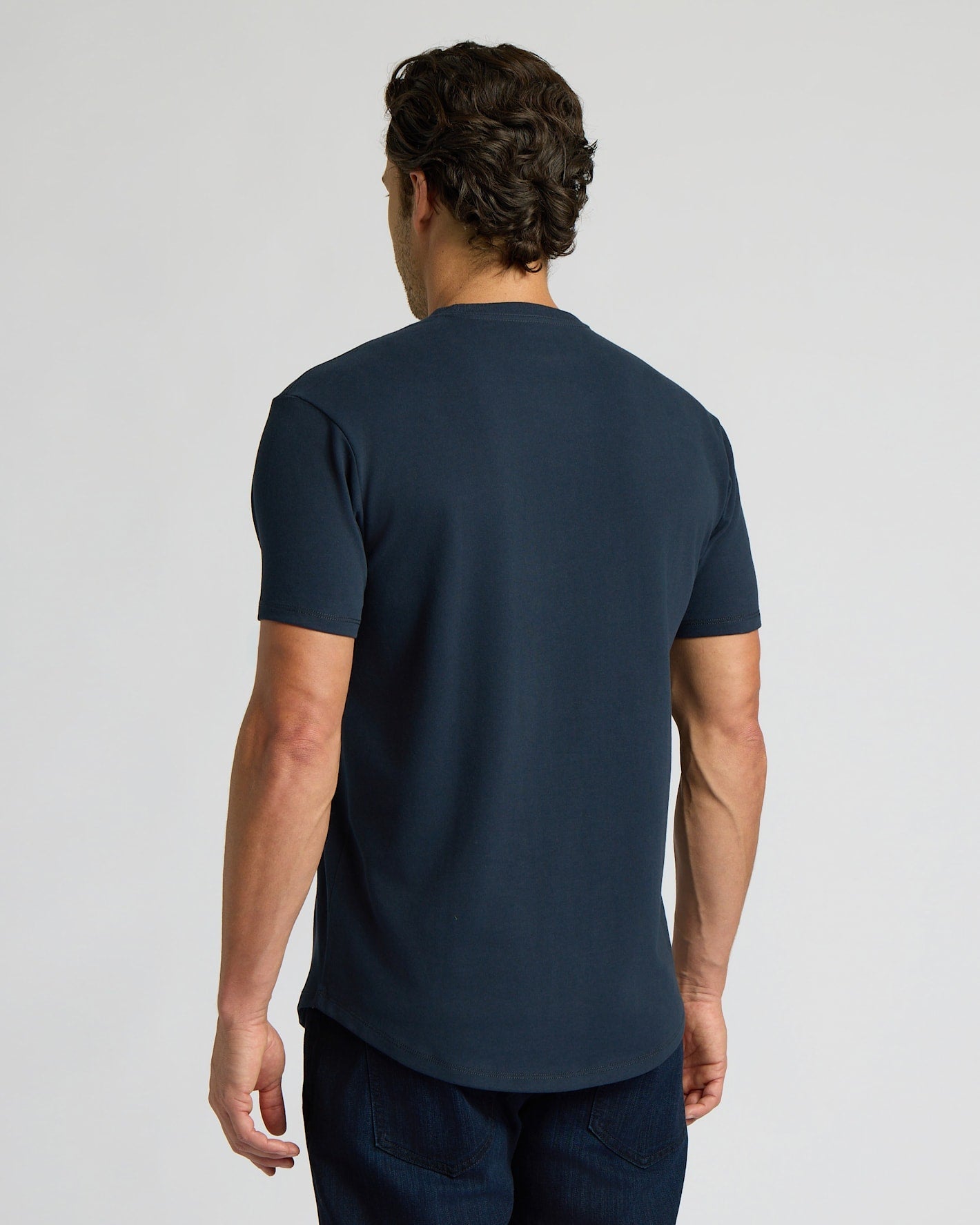 Navy Heavyweight Curved Hem Crew