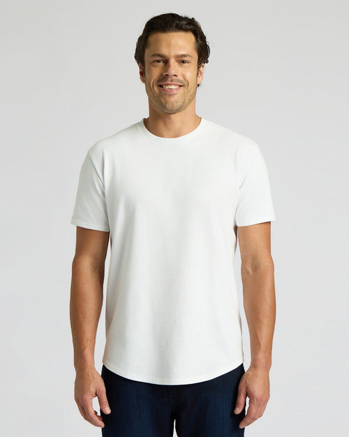 White Heavyweight Curved Hem Crew