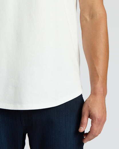 White Heavyweight Curved Hem Crew
