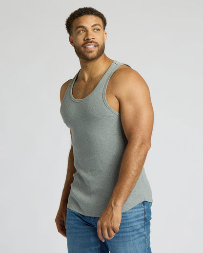 Heather Gray Ribbed Curved Hem Tank