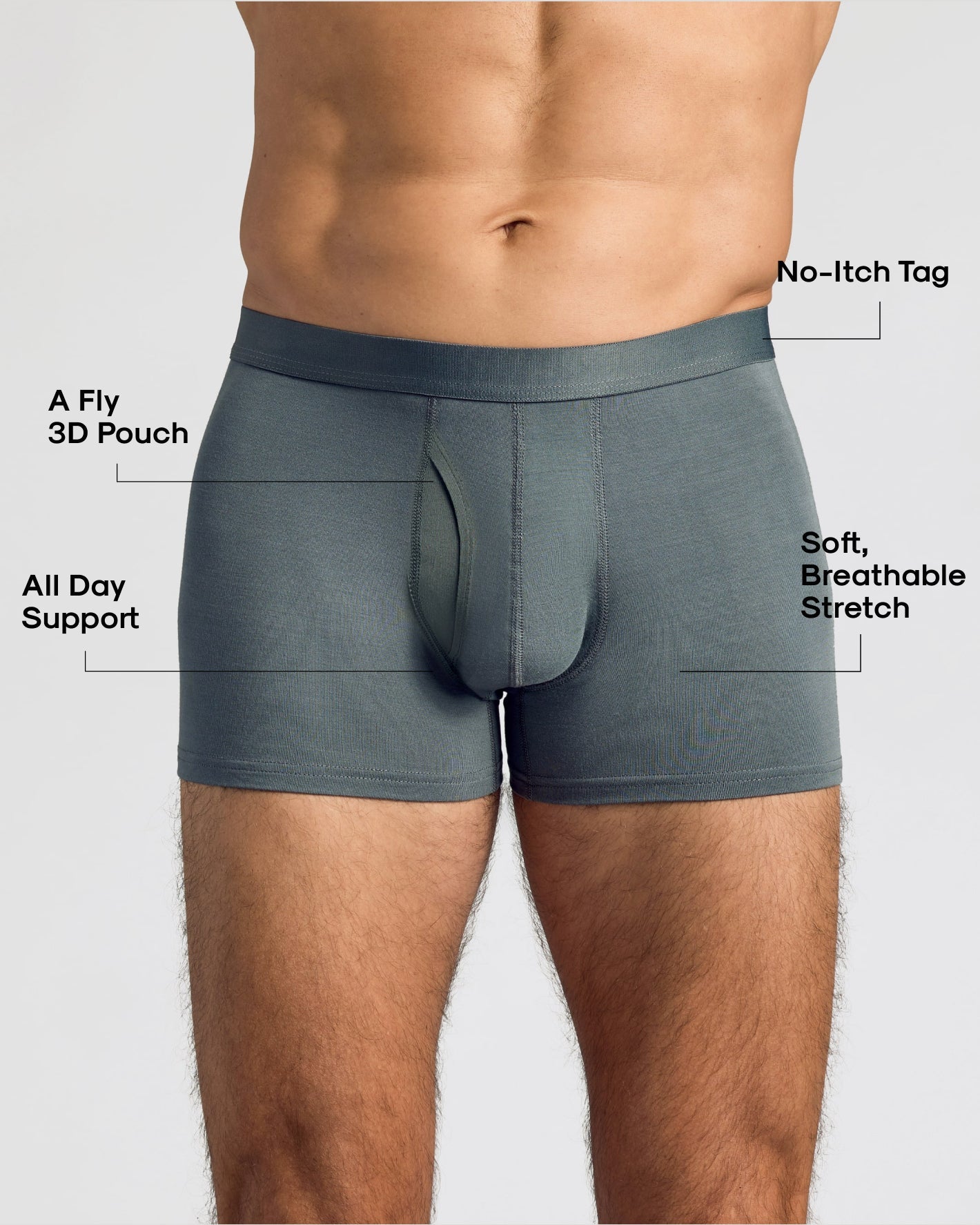 Carbon Boxer Trunks W/ Fly 6-Pack