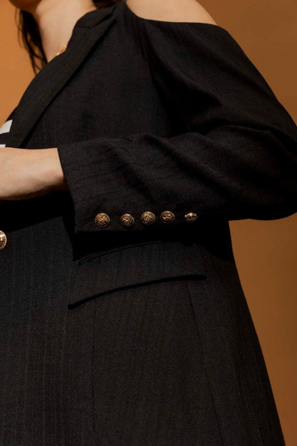 Black Cutout Shoulder Blazer