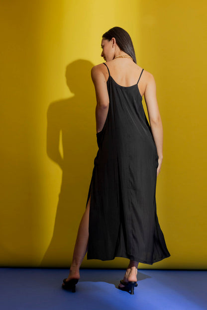 Black Stappy Pocket Dress