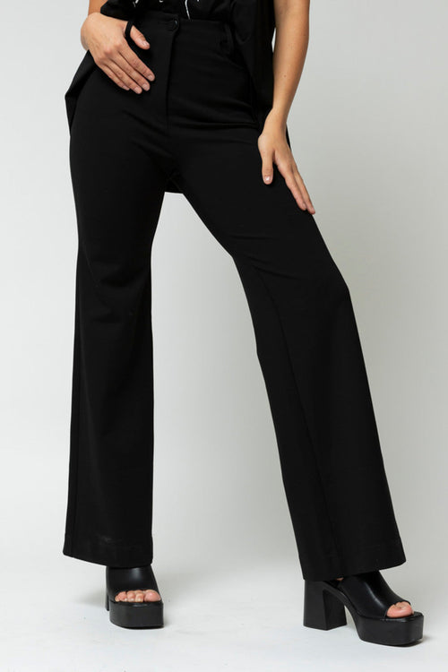 Black Ponte Wide Flare Pant