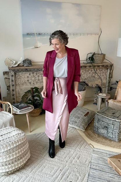 Blushed Pearl Vegan Leather Wrap Skirt - NT