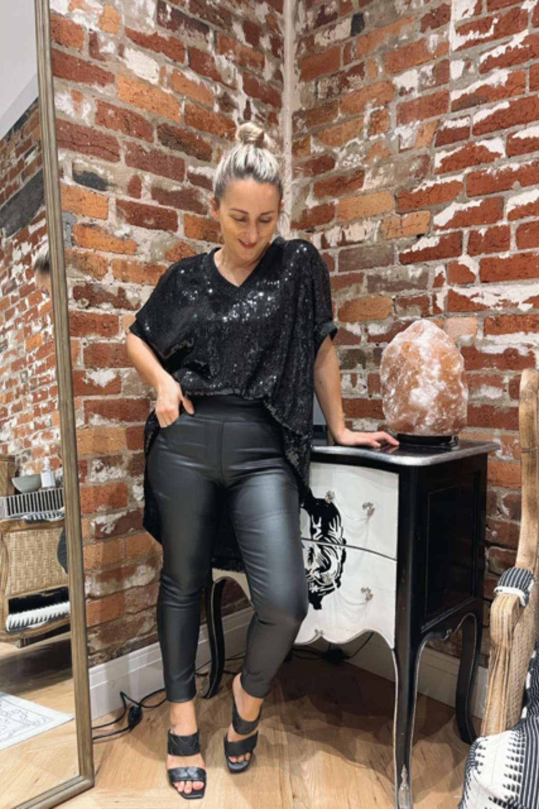 Black Sequin Maxi Top - SALE