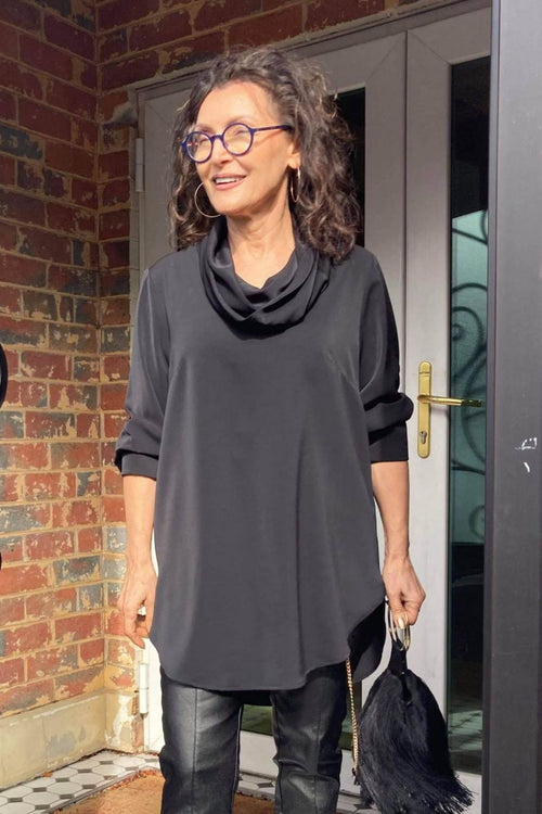 Black Soft Touch Drape Blouse - SALE