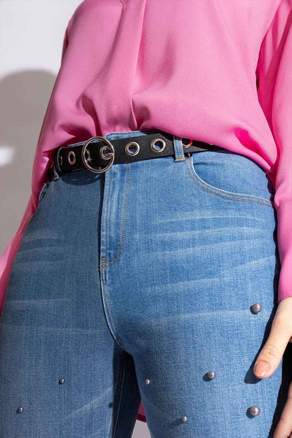 Black/Silver Ring Belt