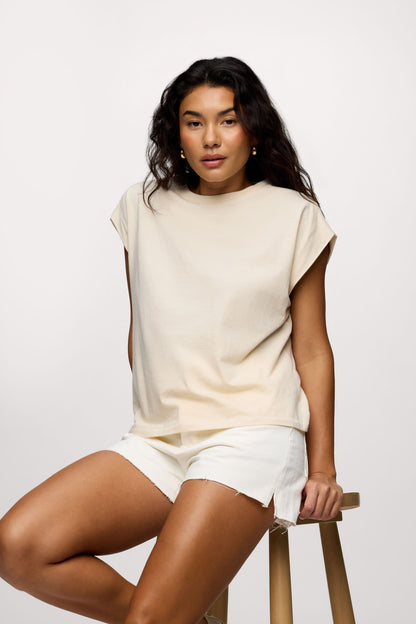 Soft Cotton Muscle Tee | Bone