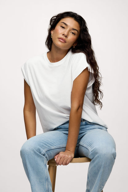 Soft Cotton Muscle Tee | White