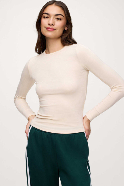 Slinky Rib Long Sleeve Shirt | Bone
